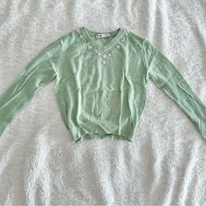 Beaded Soft-Knit Sweater